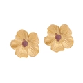 Élégantes boucles d'oreilles fleur dorées avec perle violette sur fond blanc - Style Fleur à Perle Violette (7#)