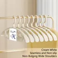 Non-slip cream wide-shoulder hangers with seamless design for clothing storage - Cream White (Card Pack - 5PCS)