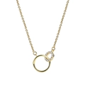 Minimalistische Halskette mit zwei ineinandergreifenden Ringen in Gold mit Besatz - 18K Vergoldetes Kupfer mit Zirkonia / Gold