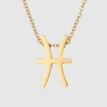 Collier en acier inoxydable doré avec pendentif minimaliste du signe zodiaque Poissons - Poissons / Or