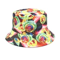 Detailed view of colorful abstract oil painting print on bucket hat with fine stitching - M (56-58cm) / Colorful Oil Painting Dots (3#)