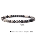 Black and white 4mm natural stone beaded bracelet with 19cm circumference elastic band - 4mm Black Network Jasper