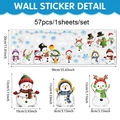 Details van 57 kerst sneeuwpop raamstickers met sneeuwvlokken en verschillende afmetingen - Cartoon Sneeuwpop (UV24Y12471S_R) / 90*30cm (Statisch Hechtend)