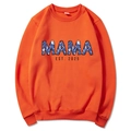 Orange Mama Est 2025 hoodie with floral patterned letters for new mothers - Orange