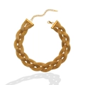 Bohemian gold braided mesh necklace set with adjustable lobster clasp on white background - YS659 Gold Necklace