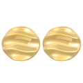 Vintage 18K gold plated stainless steel stud earrings with irregular wavy texture - 18K Gold Plated Ribbed Round (11800)