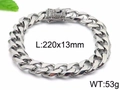 Bracciale Cuban link argento 13mm da uomo con chiusura di strass lungo 220mm - Bracciale (KB95836-K) / 220x13mm / Argento