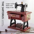 Detailed retro sewing machine music box with 13.5x8x16cm dimensions and vintage finish - Sewing Machine Clockwork Music Box