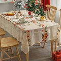 Nappe élégante en dentelle beige avec cloches de Noël et motifs de houx brodés - Cloche de Noël / 140*140cm