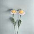Handmade crochet white daisy flower set with yellow centers and green stems - White Daisy