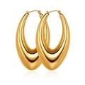 Polished 18K gold plated stainless steel chunky hollow teardrop hoop earrings - Oval Pointed Gold