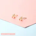 Minimalist gold airplane stud earrings with micro-set zircons, size 0.6cm long - Small Airplane