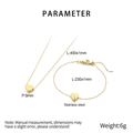 Especificaciones detalladas del conjunto de corazón en acero inoxidable dorado - Corazón Plano / Collar / Dorado
