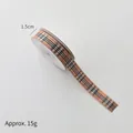 Classic camel checkered ribbon roll with red white and black pattern in 1.5cm width - 1.5cm Yellow Checkered Pattern / 6 Sizes
