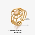 Adjustable gold stainless steel ring with a round pink gemstone inlay for women - Size 7 (Adjustable) / Opal Style