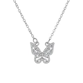 Silver butterfly pendant necklace with sparkling cubic zirconia on a delicate chain - Silver Butterfly Pave Pendant (White Gold Tone 11376)