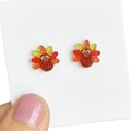 Sparkly turkey stud earrings with red and orange glitter for Thanksgiving fashion - Gradient Turkey Style (2)