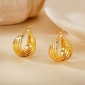 Classic 18K gold plated geometric multilayer hoop earrings with a sleek minimalist design - 20mm (PJER301) / Gold
