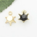 Ciondolo a corona dorata con strass nero sfaccettato, vista frontale e retro - Nero