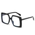 Classic black square oversized sunglasses with stylish blue inner frame and clear lenses - Black Frame