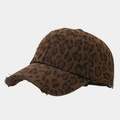 Berretto da baseball leopardato vintage marrone scuro con bordi strappati alla moda - Regolabile / caffè