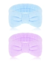 Fasce per capelli in pile di corallo con fiocco in azzurro e viola chiaro - Set Fascia per Capelli con Fiocco Blu e Viola (183#)