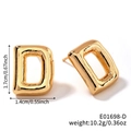 Golden glossy bubble letter D stud earring, weight 10.2g, size 1.7cm height x 1.4cm width - Letter D (E01698-D)