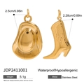Waterdichte gouden roestvrijstalen halskettingen met cowboyhoed en laars hangers - Cowboyhoed en Laars Combo (JDP2411001)