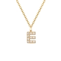 14K gold plated stainless steel necklace with sparkling crystal letter E pendant - Letter E-14K Gold