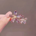 Small floral hair claw clip in gold metal with purple crystals and sparkling rhinestones - 24# Purple Flower Hair Clip (Approx. 4.3CM)