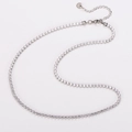 Collar de tenis en plata S925 con una fila de circonitas cúbicas transparentes redondas - 3mm Ancho 45+5cm Largo / Color Acero