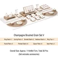 Champagne 30-piece jewelry display set with brushed finish for counters, 114x48x17cm - Combination V (White/Champagne, 30pcs)