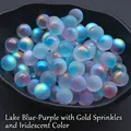 Cuentas de vidrio degradado azul y violeta de 12mm con pan de oro para bricolaje - 12mm Sin Agujeros / Púrpura Azul Lago Iridiscente
