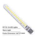 Portable 160mm USB LED light bar with 16 warm white beads and transparent housing - 16 LEDs Warm Light