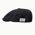 Classic black retro beret hat for women with a minimalist woven side label and fabric texture - Black With Label