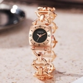 Orologio moda oro rosa da donna con cinturino a ferro di cavallo e quadrante nero quadro - Quadrante Nero (Cinturino Oro) / Oro
