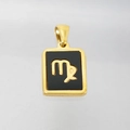 Collier Vierge en acier inoxydable doré 18K avec pendentif rectangulaire en acrylique noir - Vierge (Avec Chaîne)