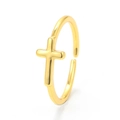 Minimalist adjustable open cross ring in polished gold finish for men and women - Gold
