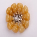 Set of ten yellow natural jade calabash pendants with silver metal clasps in a circle - Topaz