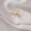 Minimalist 14k gold-plated butterfly clip-on earrings with hollow line design - 35019-Gold Bowknot Single