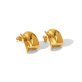 Polished gold geometric curved titanium steel earrings with a minimalist sleek finish - Geometric Curved Surface Style (YYE023530)
