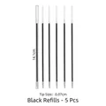 Pack de 5 recambios de tinta negra para bolígrafos de resina epoxi de 14,1 cm de largo - Recambios Negros (5 Piezas)