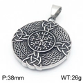 Ciondolo bussola vichinga Vegvísir vintage con nodo celtico in acciaio invecchiato - Ciondolo Rotondo Bussola Vichinga (Senza Catena) (KP116180-MZOZ)