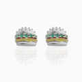 Creative hamburger earrings with 18K gold plating and colorful zircon stones - Burger Design-Silver