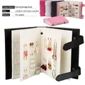 Portable PU leather earring organizer book in various colors for earring storage - Black Earring Storage Book
