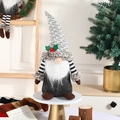 Nordic Christmas gnome doll with grey knit hat and striped arms for holiday decor - Grey Large Male Style / 35x13cm