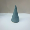 Conical velvet jewelry display stand in dark teal with a premium gold metal base - Cone Ring Holder (Blue)