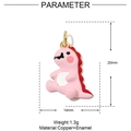 Detailed view of pink enamel dinosaur charm with 20mm height and 14mm width dimensions - Pink Dinosaur (3Pcs)