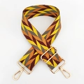Close-up of geometric herringbone woven bag strap with gold metal spring buckles - Multicolor Splicing No.7