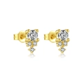 Exquisite S925 sterling silver gold plated stud earrings with bright white zircon stone - MME764-2 Gold Triangle Five Stones